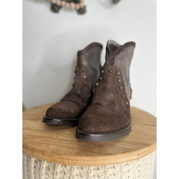 Sesto Meucci Mirka Studded Ankle Boots Size 6.5 Brown Leather Western Rodeo - Picture 5 of 11